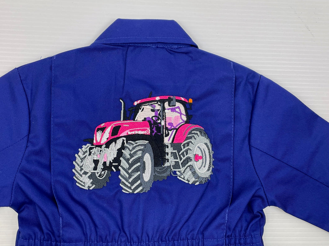 New Holland Tractor Boiler Suit pink embroidery